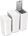 N. NETDOT 3 Pack (2 of 4 Gal &amp 1 of 2.6 Gal) Small Trash Can with LidBathroom Garbage Can with Pop-Up LidWaste Basket for BathroomKitchenBedroomPowder RoomCraft RoomOfficeCollege (Off Whit