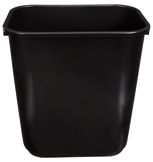 Amazon Basics Rectangular Commercial Office Wastebasket Easy to Clean 7 Gallon Black 6-Pack