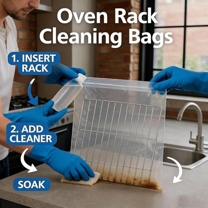 Oven Rack Cleaning Bags No Scrub Oven Rack Cleaning Bags Reusable Leak Proof OvenGrate CleaningBags For Deep Soaking Grill Grates Removable Metal Rack BBQ Racks (27.5 x 19.6in)