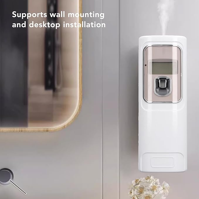 Automatic Air Freshener Spray Dispenser Portable Wall Mounted LCD Display Fragrance Dispenser for Home Bedroom Hotel Meeting Room