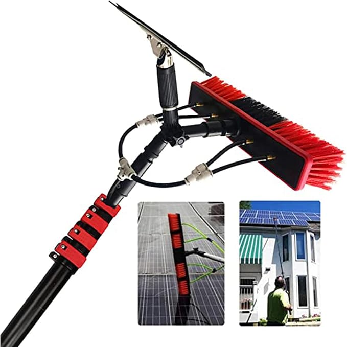 Water Fed Pole Outdoor Window CleanerWater Fed Brush W/Squeegee Window Cleaning Solutionwith Extension Polefor Indoor/Outdoor Glass7.2m/24FT(with Scraper)35cmbrush