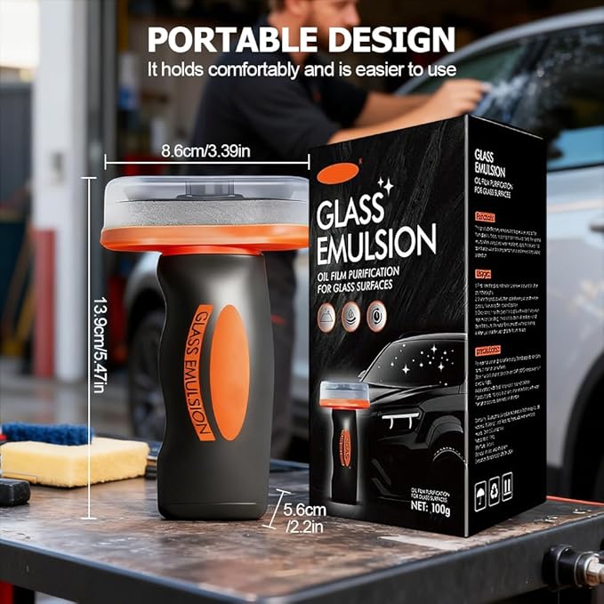 Handheld Glass Oil-Film Remover 2026 New Upgrade Emulsion Cleaner Glass Cleaning Board Automotive Oil Film Cleaning Brush for Car Windows (2 One Size)