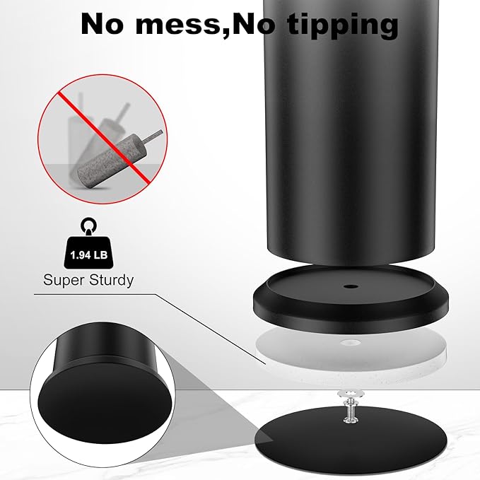 Black Toilet Brush and HolderExtra Long Handled Toilet Brush for BathroomStainless Steel Heavy Duty Toilet Bowl BrushRemovable Inner BowlDeep Cleaning Dense Bristles Cleaner Brush -Space Saving