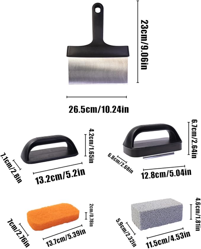 Griddle Cleaning Kit - Multifunctional Grill Cleaning Kit Griddle Scraper Stain Remover Tool | Flat Top Grill Cleaner Scraper for Restaurant Camping BBQ Dorm Picnic Hotel Apartment Party