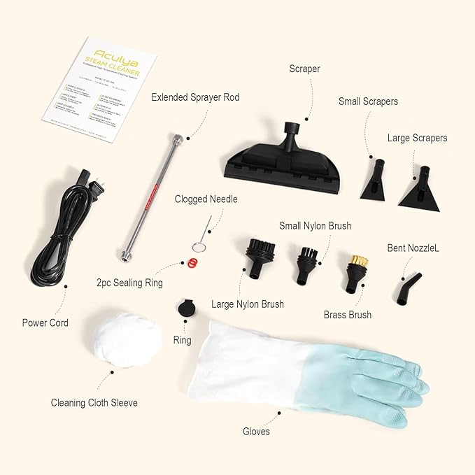 Handheld Steam Cleaner for Home 1.69QT Portable Temperature Steamer Cleaning for Furniture Kitchen Grease Car Carpet Grout