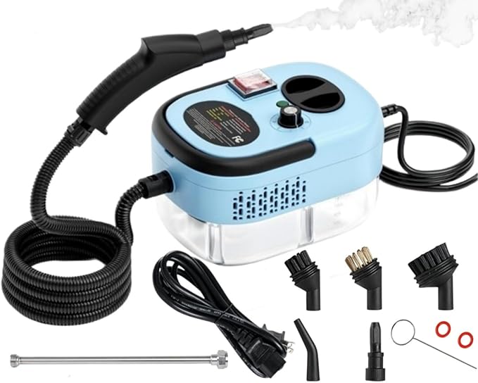 7 in 1 Steam Cleaner 2500W High Pressure Steamer for Cleaning Car Steamer Handheld Steam Cleaner for Home Use Hardwood Floor Steam Cleaner for Upholstery Kitchen Bathroom Grout (Blue)