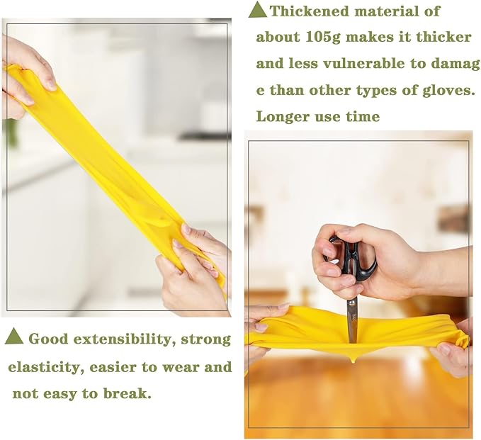 8 Pairs Reusable Household Cleaning Gloves Rubber Kitchen Dishwashing GlovesExtra Thickness Long Sleeves for Washing Dishes Pet Care(Medium Yellow)