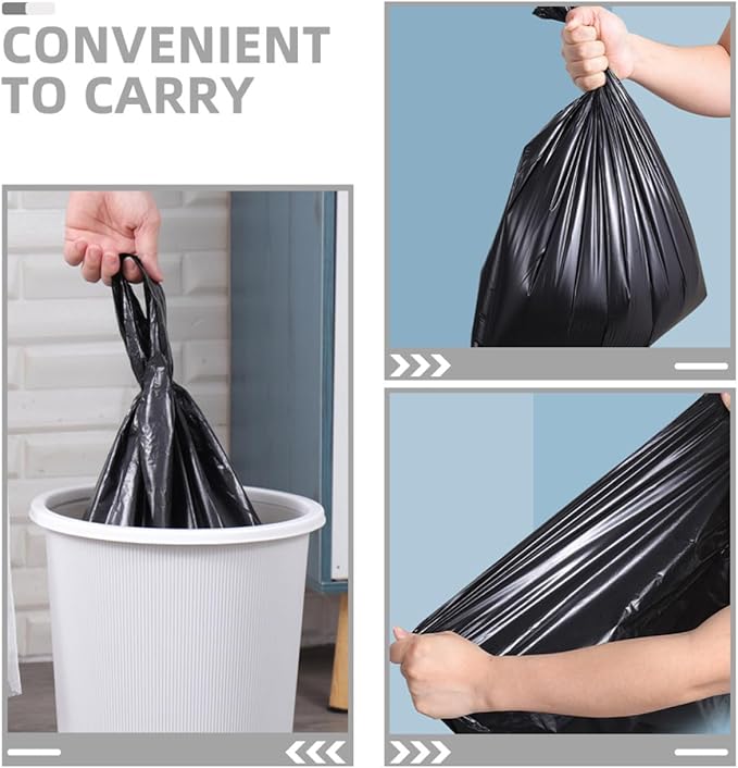 CLISPEED Plastic Garbage Bags 48.5x31cm 200pcs Thickened Kitchen Trash Bags with Handles for Home Office Bathroom Bedroom Use