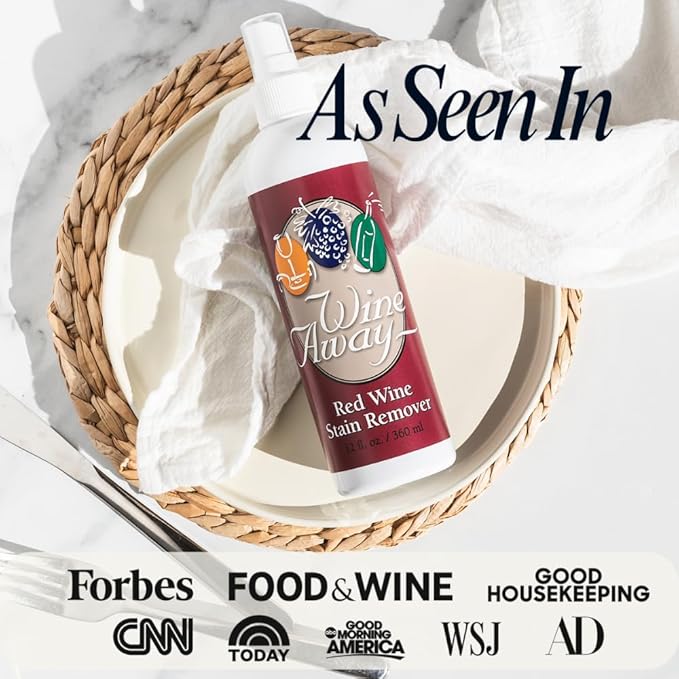 Wine Away Red Wine Stain Remover - Perfect Fabric Upholstery and Carpet Cleaner Spray Solution - Removes Wine Spots - Wine Out - Spray and Wash Laundry to Vanish Stain - 12 Ounce Set of 3