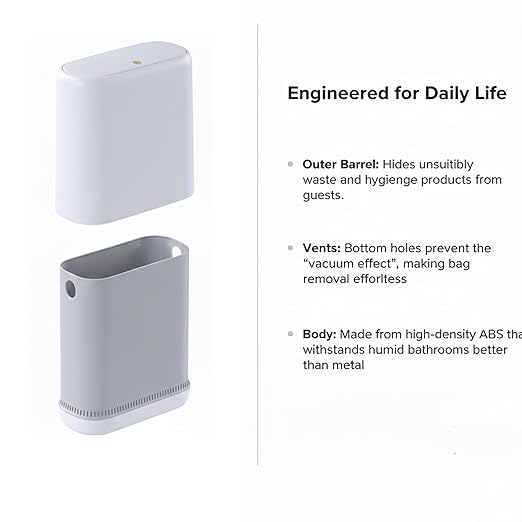 MUEE Dog Proof Trash Can 3 Gallon Slim Bathroom Trash Can with Locking Lid Compact Narrow Waste Bin for Bathroom Kitchen Office Bedroom White