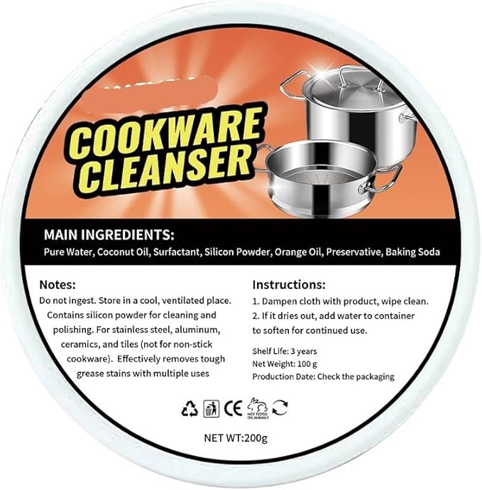 200g Cookware Cleaner - Stainless Steel Rust &amp Stain Remover Kitchen Faucet Dirt &amp Water Spot Remover(2PCS)