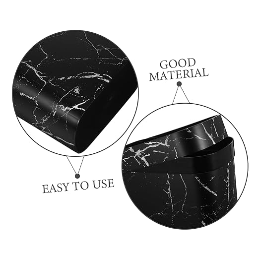Cabilock Narrow Marble Pattern Trash Can Oval Shaped Plastic Wastebasket for Bathroom Kitchen and Bedroom Lidless Design for Quick Disposal and Elegant Rubbish Bin
