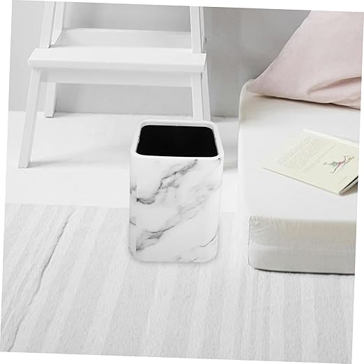 OUNONA Marble Wastebasket Double Layer Trash Can Without Lid for Kitchen and Bathroom Decorative Trash Bin for Home Office Sleek Design
