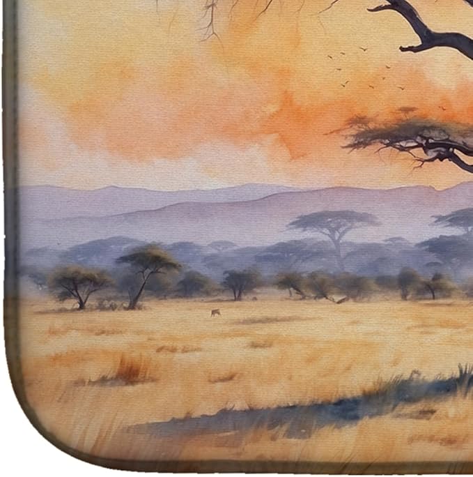 Caroline's Treasures Elephants Savanna Sunrise Dish Drying Mat Absorbent Dish Drying Mat Pad for Kitchen Counter Dish Drainer Mat for Countertop 14 x 21 Multicolor