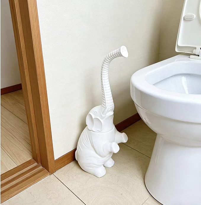 Toilet Brush and Holder SetModern Ceramic Toilet Bowl Brush HolderCute Bathroom Decor Non-Scratch Bristles Space-Saving White Household Cleaning Tool for Bathtub