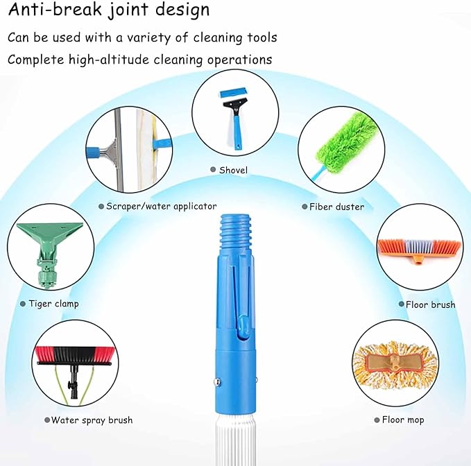 Water Fed Extendable Brush Window Clean Extendable Window Cleaning Kit Telescopic Brush Suitable for Cleaner Conservatory Roof Photovoltaic Panel Cleaning(6m)
