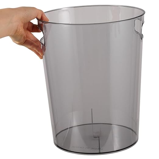 Toyvian Small Gray Trash Can with Handle Plastic Bedroom Garbage Bin Compact Desktop Wastebasket for Living Room and Office Use