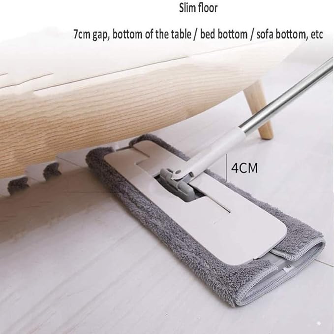 360 Degree Spin Mop with Large Microfiber Pads Flat Floor Telescopic Handle Home Windows Kitchen