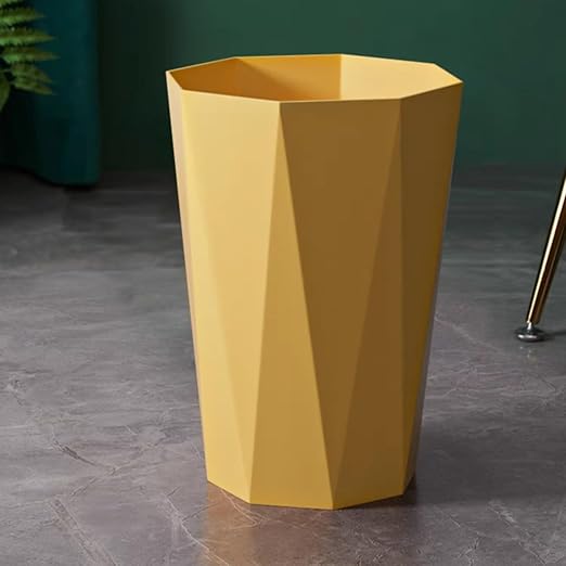Polygon Small Trash Can Trash Can Wastebasket Plastic Trash Bin Garbage Container Rubbish Can Paper Basket Office Organizer for Bathrooms Laundry Room Kitchens Offices Kids Rooms Dorms (Yellow)