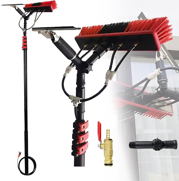 Telescopic Window Cleaner Extendable water Fed Pole Kit Water Fed Telescopic Brush for cleaning solar panels and window glass9M/30FT