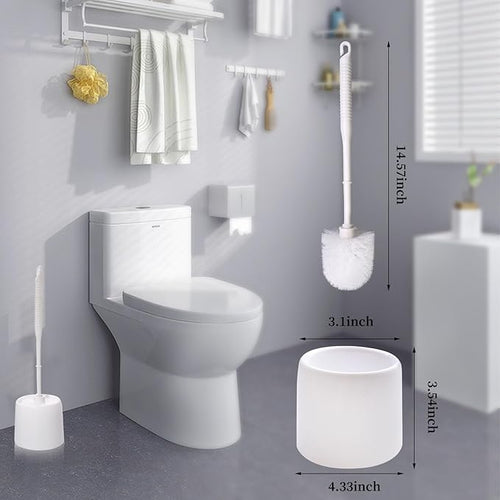 14 Sets Toilet Brush and Holder Set 14.57 Height Bathroom Cleaning Brush with Caddy Toilet Bowl Scrubber for Deep Cleaning(White)