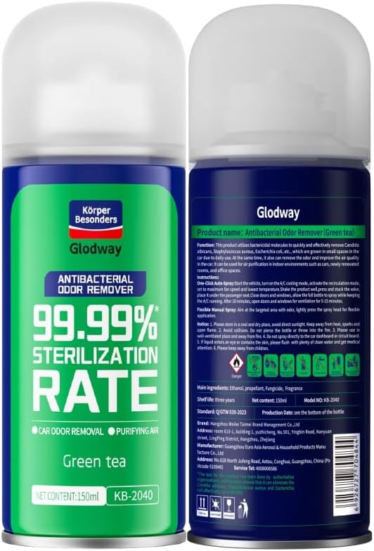 Glodway Air RefresherOdor Eliminator Remover SprayOdor RemoverGreen Tea Long-Lasting Scent For HomeCouchMattressFurniture bathroomFabrics &amp Trash6 Ounce4 pack