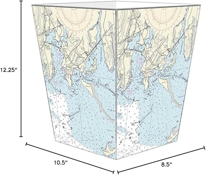 Marye-Kelley WB2520 - Stonington CT Nautical Chart Wastepaper Basket