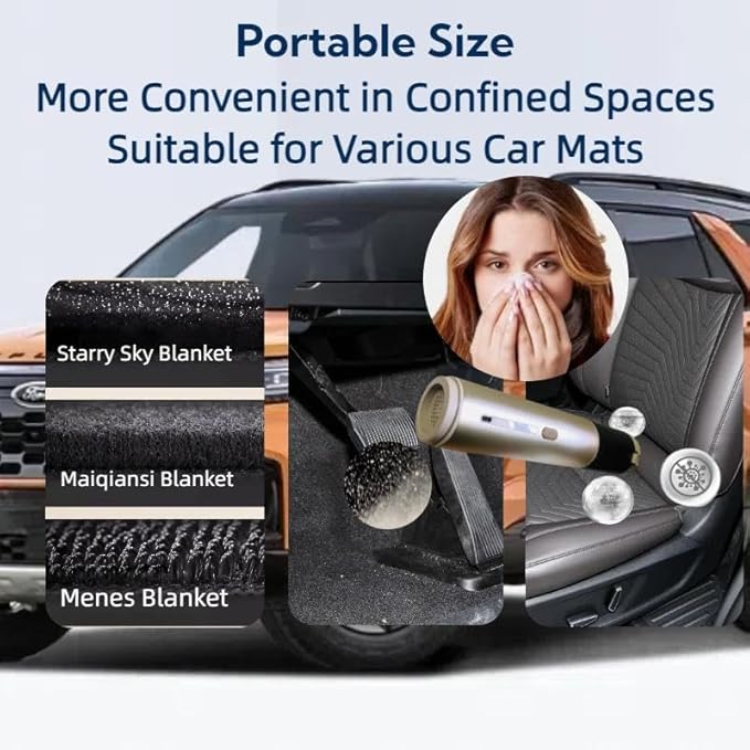 Portable Cordless Car Vacuum Cleaner Suction Power 19000Pa with Brushless Motor Handheld Mini Vacuum Cleaner with Multiple Attachments 3 Suction ModesRechargeable (Black)