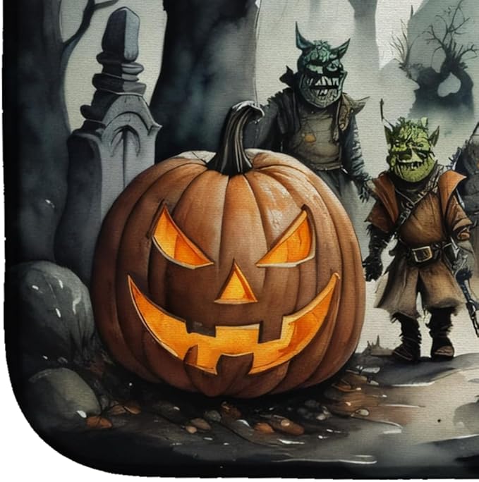 Caroline's Treasures DAC2262DDM Orcs Spooky Halloween Dish Drying Mat Absorbent Dish Drying Mat Pad for Kitchen Counter Dish Drainer Mat for Countertop 14 x 21 Multicolor