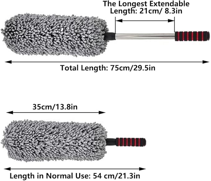 Soft Microfiber Car Duster Long Unbreakable Extendable Handle Dust Cleaning Brush Duster for Car Truck SUV RV and Motorcycle Car Interior Exterior Accessories