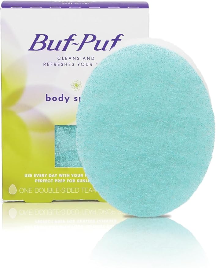 Buf-Puf Body Sponge Bath Sponge Dermatologist Developed Cleanses Skin of Dirt and Excess Oil Reusable Exfoliating 4 Count