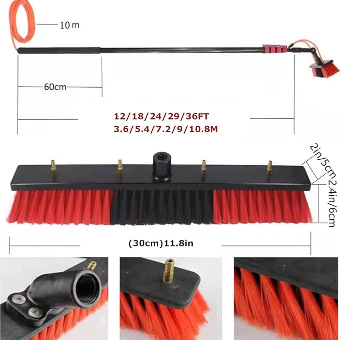 Window Cleaning Pole/Water Fed Telescopic Brush/Extendable Cleaner Conservatory Roof Extension Rod Cleaning Equipment for Photovoltaic Panel Cleaning Trucks18FT/5.4M