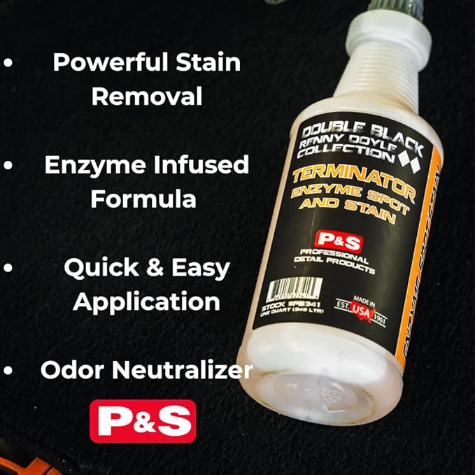 P &amp S PROFESSIONAL DETAIL PRODUCTS - Terminator Enzyme Spot and Stain Remover - Perfect for Deodorizing Removing Embedded Soils Grease Dirt and Protein-Based Stains Fresh Scent (1 Quart)