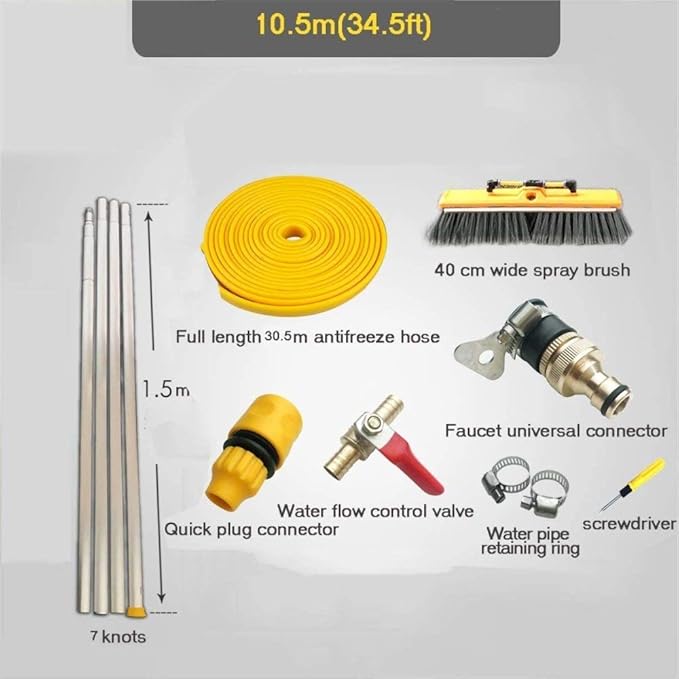 Solar Photovoltaic Panel Cleaning Water Spray Brush Professional High-Altitude Window Glass Cleaning Tool 4.5-12M Washing Set Equipment Extension Pole/10.5M/34.5Ft