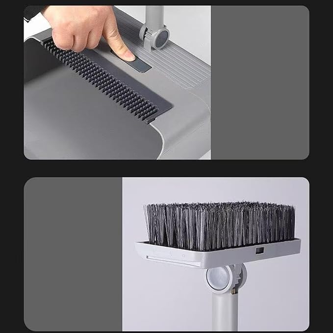 Broom With Dust Combo Set: Adjustable Handle  Compact Folding Cleaner Vertical Storage Design | For Home Apartment Kitchen Bedroom Kitchen Bedroom