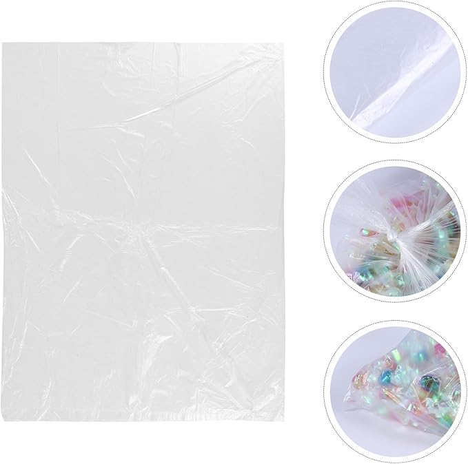 SUPVOX 200pcs Pe Flat Open Poly Bags Disposable Plastic Trash Bags 60x45cm 1.4 Mil Thickness for Household Waste Disposal and Recycling Use