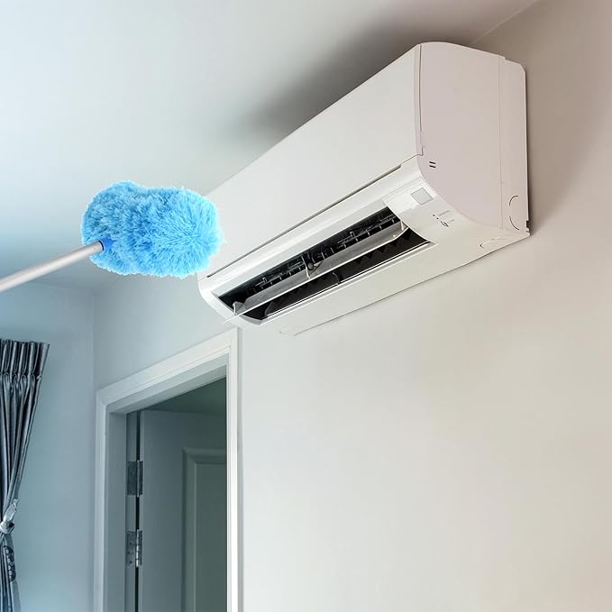 PATIKIL Ceiling Fan Cleaner Duster 12.9 to 47.2 Microfiber Duster Extendable Handle Fan Blade Cleaning Tool Removable Washable for Furniture Blind Blue