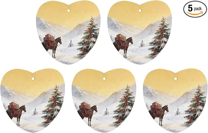 5PCS Car Air Freshener Hanging Personalized Double Sided Snowy Xmas Horse Car Fresheners Long Lasting New Cars Scents Cute Automotive Freshies for Closets Drawers (tea)