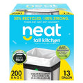 Neat Tall Kitchen 13 Gallon Drawstring Trash Bags - (MEGA 200 Count) - Triple Ply Fortified Eco-Friendly 50% Recycled Material Neutralize+ Odor Technology Reversible Black and White Garbage Bags