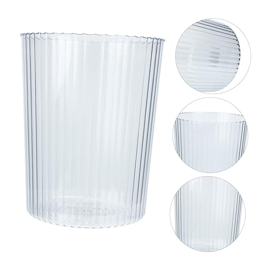 Luxshiny Transparent Capacity Garbage Can Simple Style Kitchen Trash Container for Home Bedroom and Office Use Eco-Friendly and Washable Waste Basket Small