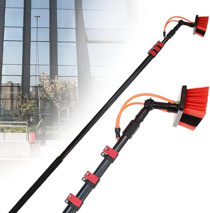 3.6-11M Water Fed Telescopic Brush Cleaning Photovoltaic and Solar Panels Washing Set Equipment Trucks Windows Window Glass Wall Suitable for Photovoltaic Panel Cleaning20FT/6M