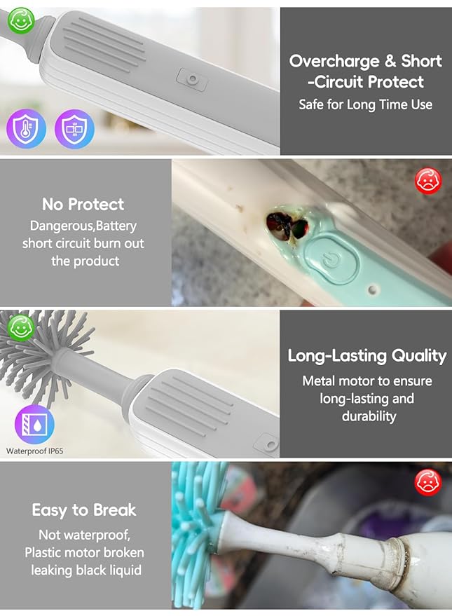 Electric Bottle Brush Cleaner Baby Bottle Brush Travel Set 360° Efficient Cleaning 2000 mAh Battery Travel Bottle Brush Set with Drainage Rack and Storage Box Baby Travel Essential Grey