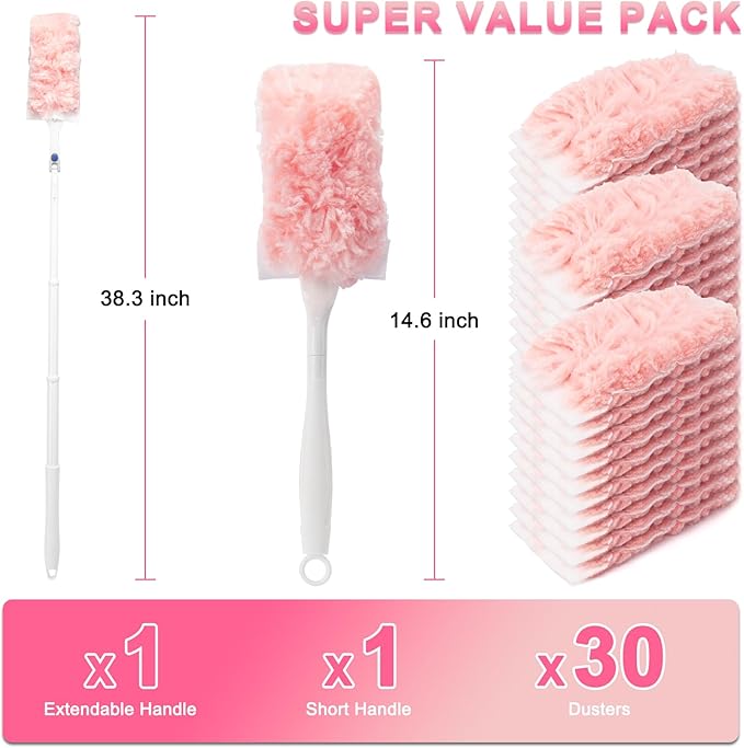 Twist Mop Gray &amp 30Pcs 360° Duster Kit Pink
