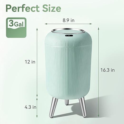 Automatic Motion Sensor Bathroom Trash Can Touchless3 Gallon/11L Smart Garbage BinMini Trash Can with Removable Legs for ToiletKitchenBedroomOfficeSmart Plastic Electric Garbage Cans-Blue