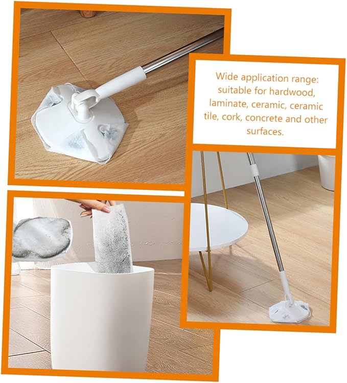 Retractable Dust Mop with Long Handle Dry Electrostatic Cleaning Mop for Household Floor and Desktop White Extendable No-wash Cleaning Tool for Home Use