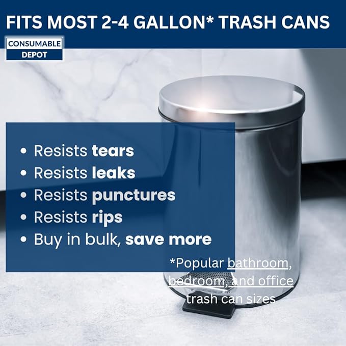 4 Gal Trash Bags | 2000 Count | 17 X 18 Small Clear Garbage Bags for Home Use
