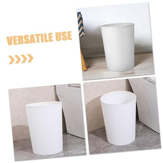 Office Trash Can with Press Ring Small Plastic Waste Basket for Bathroom Bedroom Kitchen and Household Use and Versatile Garbage Can for Small Spaces