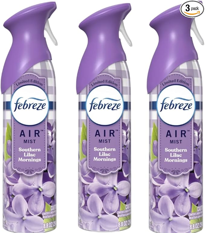 FebreezAir Freshener Spray Limited Edition Odor-Fighting Room Spray Southern Lilac Mornings 8.8oz 3packs