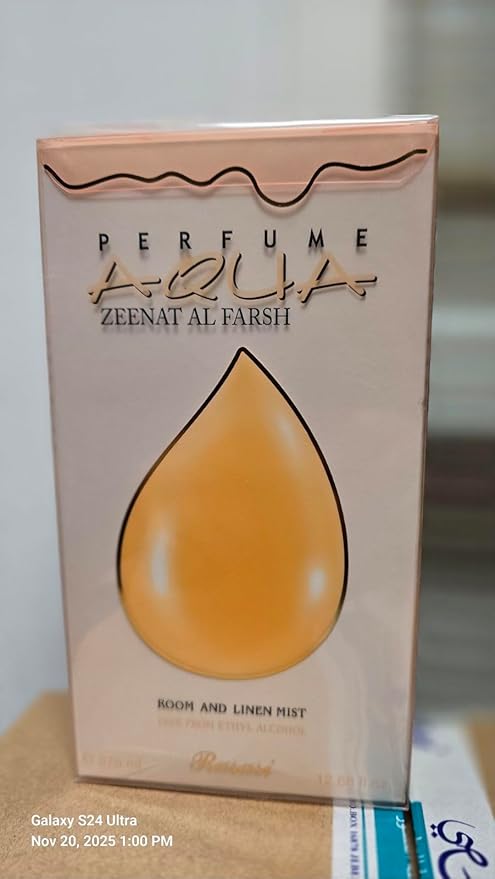 Rasasi Aqua Zeenath Al Farsh Water-Based Air Freshener 375ml – Floral Green Fruity &amp Woody Scent