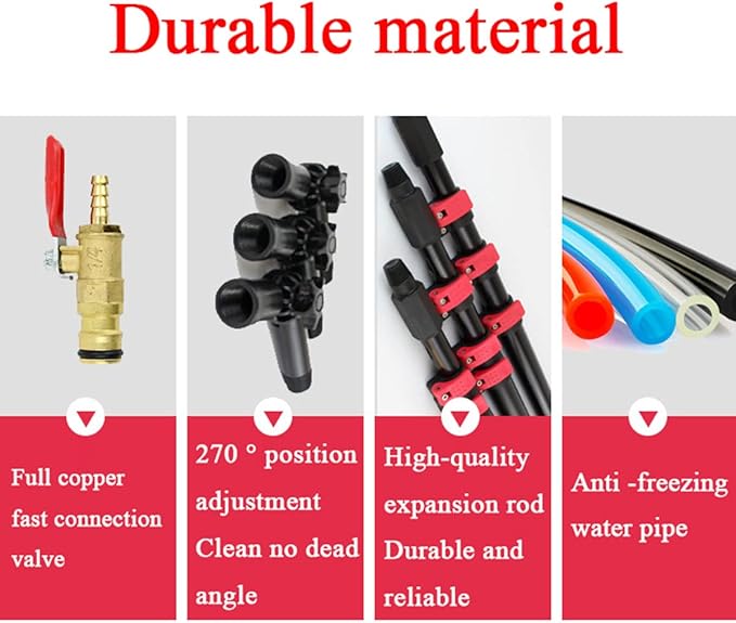 Retractable Brush Cleaning Portable Water Fed Pole Kit Outdoor Window Cleaner Window Glass Solar Panel Cleaning System - Angle Adjustable10.8m/36ft
